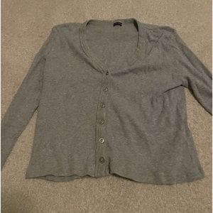 Brandy Melville gray ribbed button up long sleeve shirt